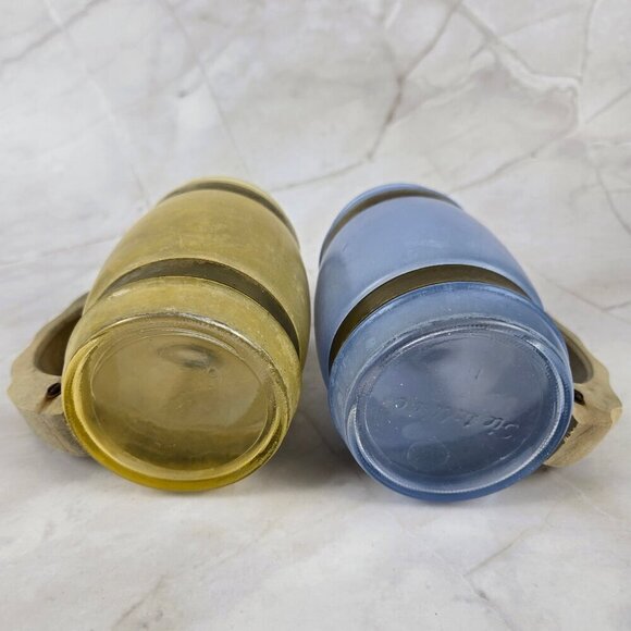 Vintage Siesta Ware Barrel Frosted Mugs Glasses Set of 4 Blue Orange Yellow - Picture 11 of 13